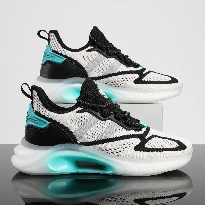 

2021 Men's Fashion Sneakers Rubber Air Cushion Soft Bottom Damping Running Shoes Light Lace-up Breathable Leisure Shoes
