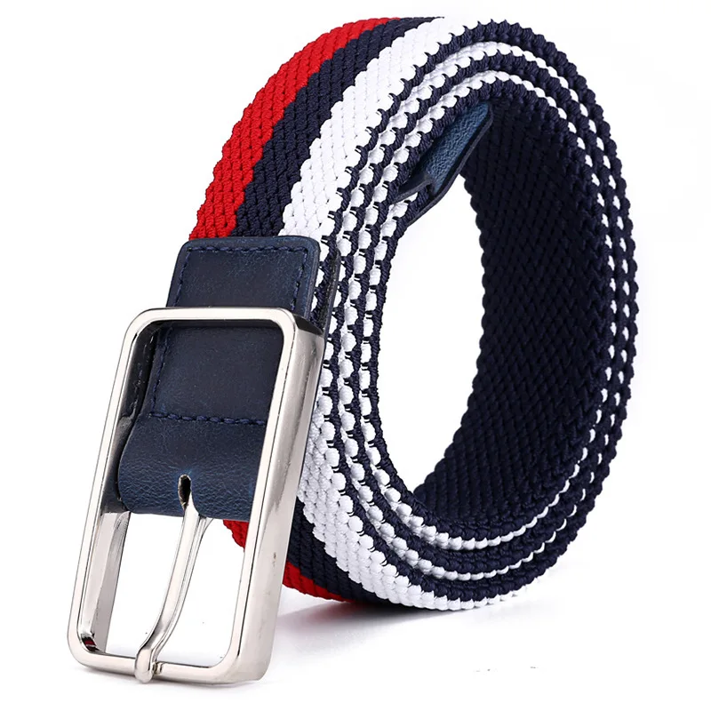 2021Men Women New Design Four Seasons Trend Elastic Belt Canvas Fashion Pin Buckle Knitting Student And 3color Jeans Accessories