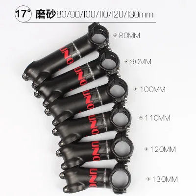 Шток для горного велосипеда UNO 7 дюймов 17 градусов матовый 60/70/80/90/100/110/120/130 мм зажим