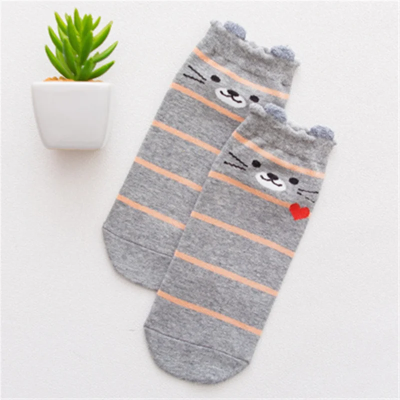 Gray Bear Милая Одежда для девочек из хлопка с изображением лисы собаки цыпленок кот», «кролик» женские носки до голени смешные короткие носки Повседневное Pet Носки с рисунком «котята»; носки; Прямая поставка - Color: Gray Bear