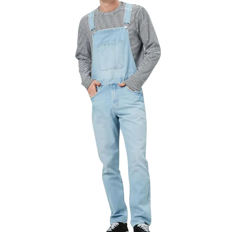 

2021 Men Denim Pant Overall One Piece Full Length Ripped Jeans Jumpsuits Men Slim Casual Jeans Overalls Pant Pantalon Homme