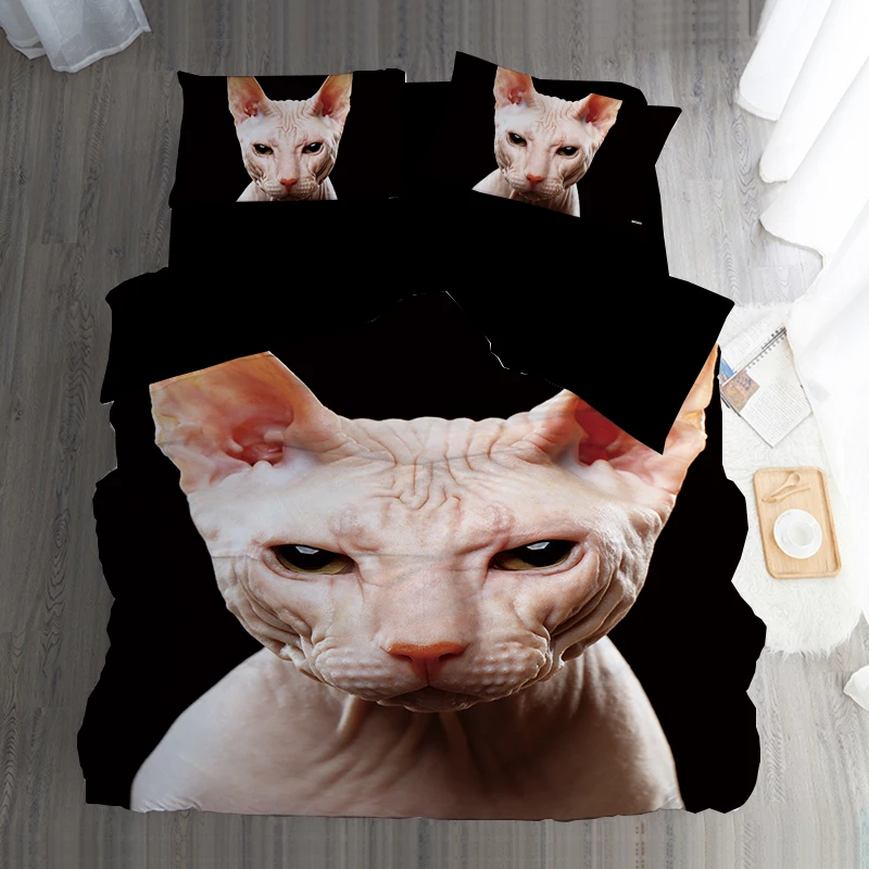 Комплект постельного белья с объемным изображением кота Королевский двойным