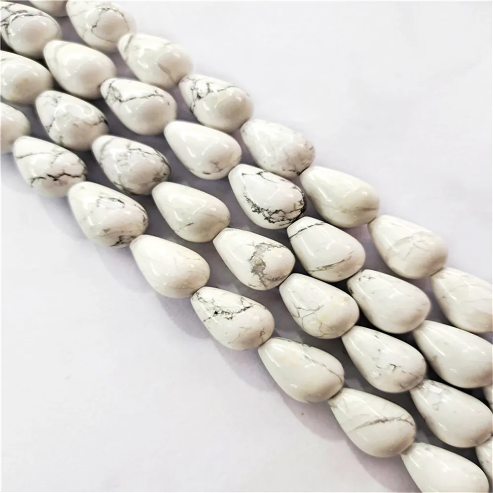 

1 Strand/28pcs 14x10mm Wholesale Natural White Howlite Teardrop Loose Beads DIY Jewelry Accessories 15.5inch S480