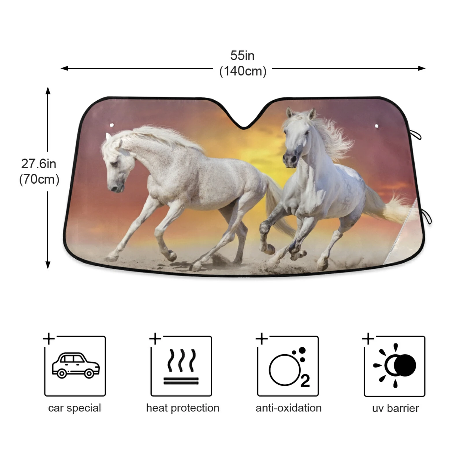 Теплоизоляционный козырек с принтом лошадей автомобильный солнцезащитный чехол