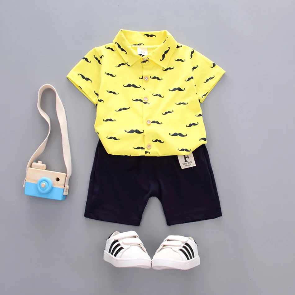 Baby Boys Casual Suit Cartoon Print Short Sleeve Toddler Top+Pants 2pcs Newborn Kids Children New Summer Clothes Outfits |