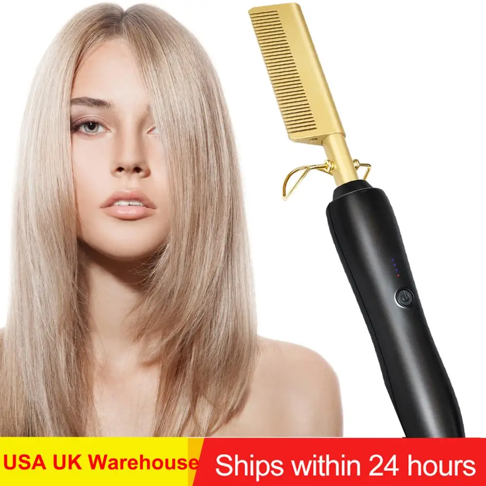 Титановый сплав Горячая расческа Профессиональный Выпрямитель для волос щетка