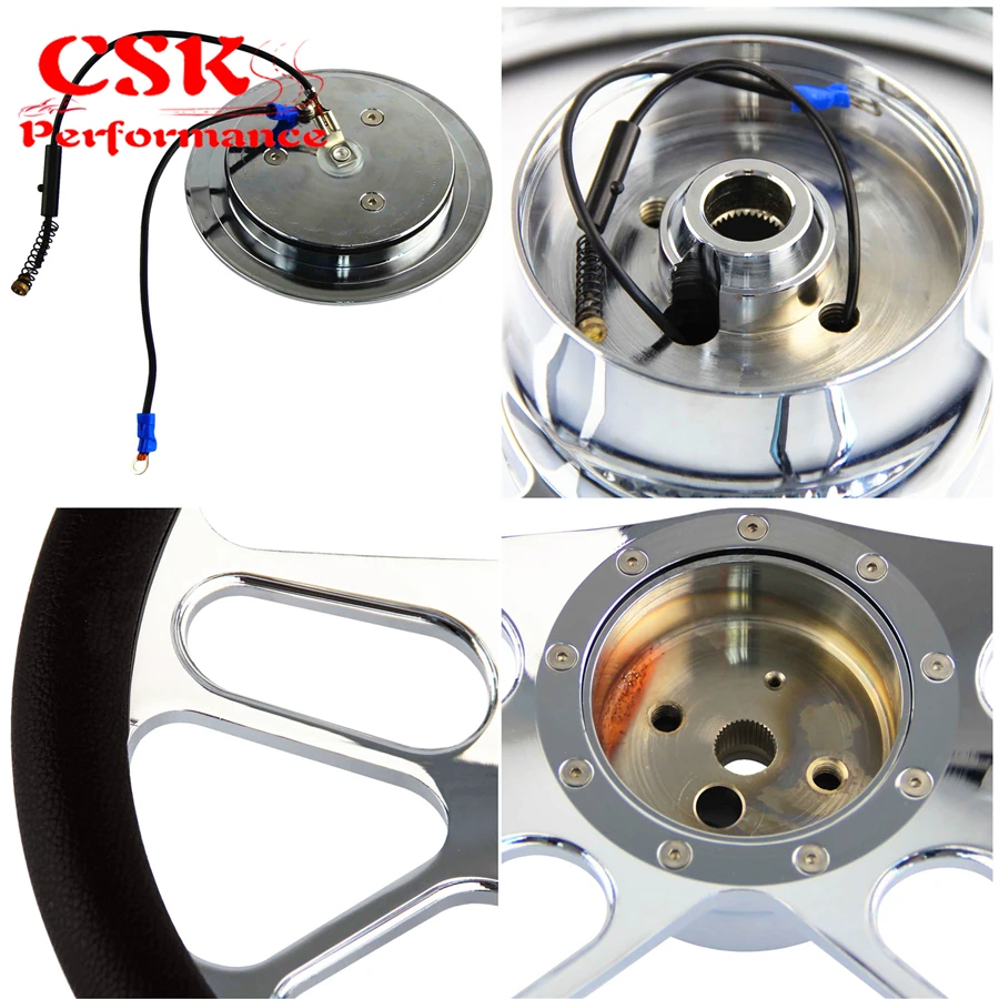 14&quot 9-Bolt 4 Slot Style Half Wrap Steering Wheel + Adapter w/Horn For G M CHEVY |