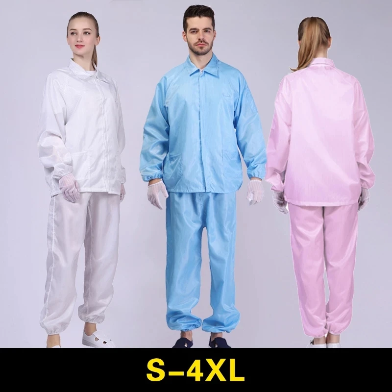 Anti - static clothing jacket mesh dust-free protective female blue checkered dustproof work cleaning clothes white hooded protective clothing protective clothing overalls chemical protective clothing anti dust