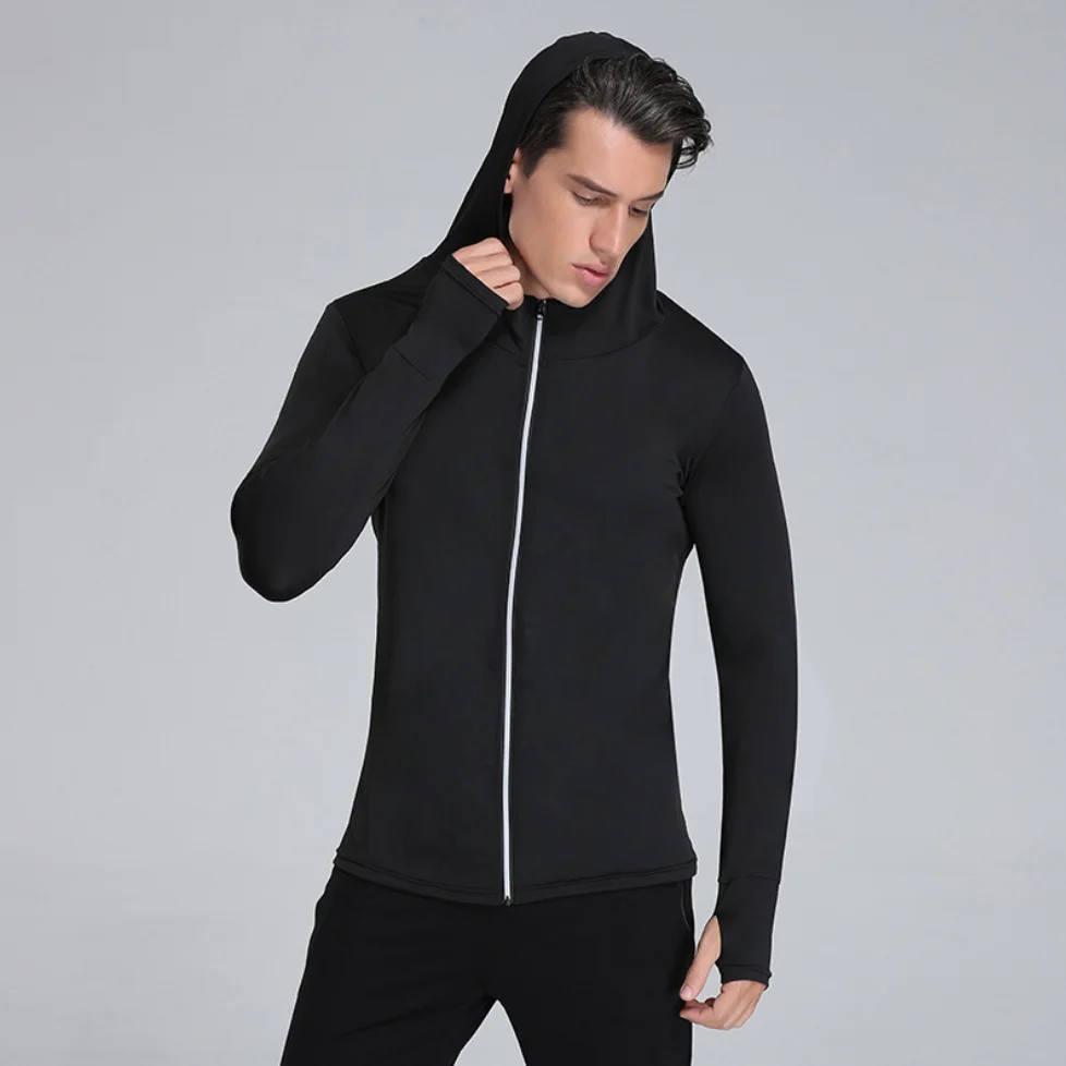 MA78 Hoodies Thumb Hole Reflective Zip Men's Outdoor Sports Jacket Running Jersey  Fitness Yoga Sweatshirt Hoodies Training Top