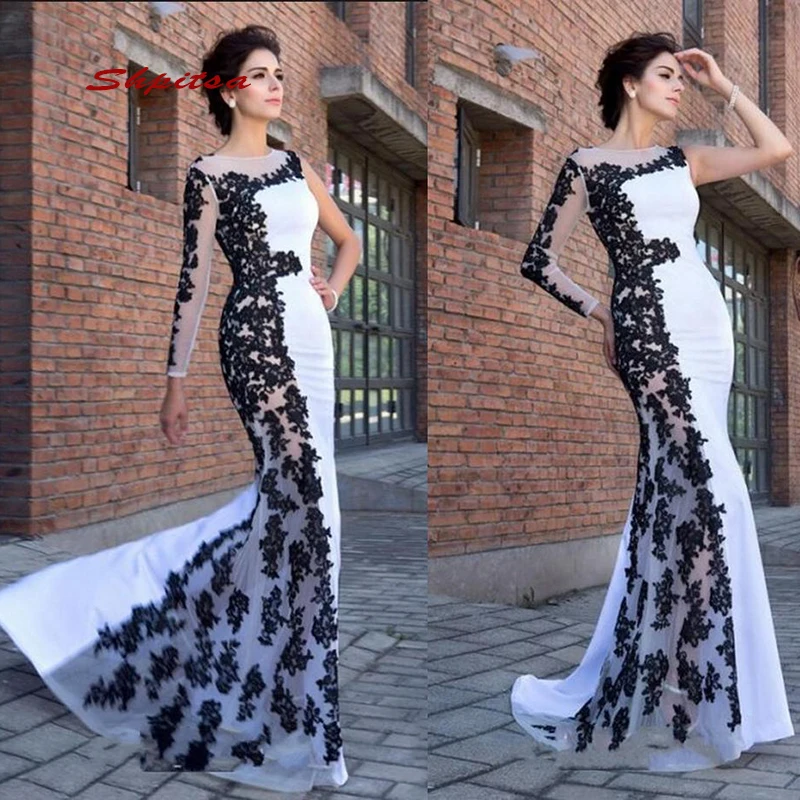 Сексуальные кружевные вечерние платья с длинным рукавом юбка годе для вечеринки