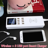 8 usb port wireless led display screen smart charger universal for mobile iphone x 8 samsung s9 huawei xiaomi digital camera hub