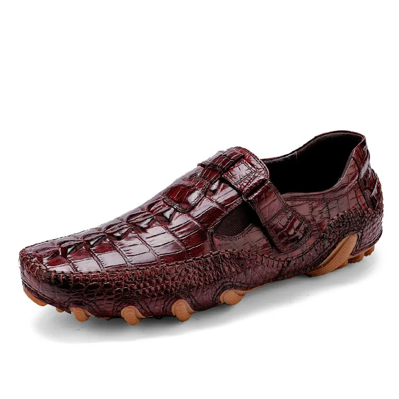 Мужская обувь для вождения из натуральной кожи лоферы с крокодиловым узором