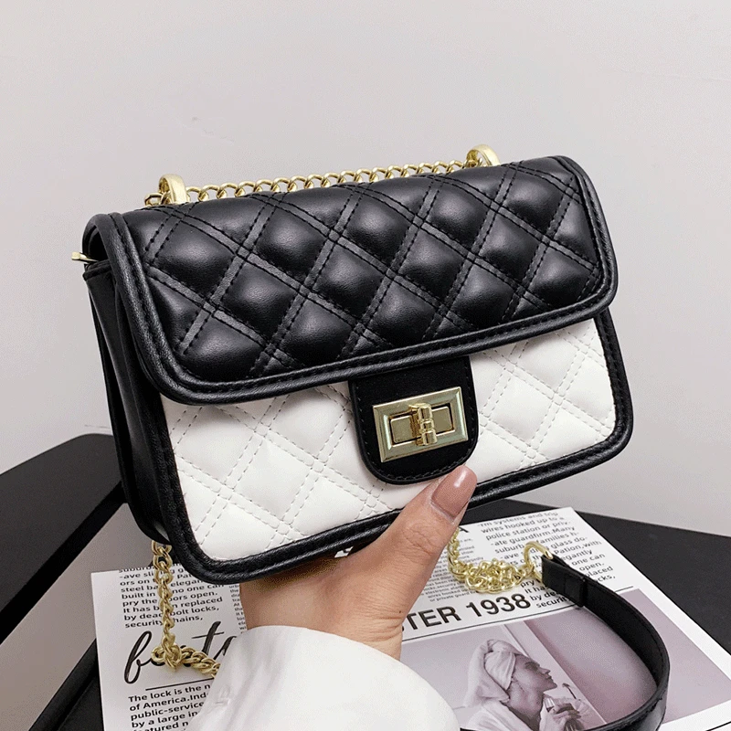 

Luxury Designer Handbags Female Shoulder Bags Sac Diamond Lattice Crossbody Bag for Women Panelled Chain Lady Flap Messenger Bag