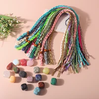 adjustable chakra necklace empty stone holder wax rope hand woven cord natural quartz healing crystals net bag pendant