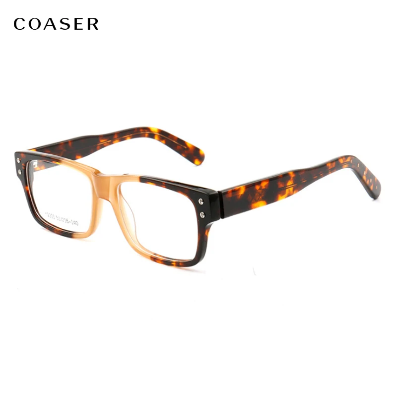 

Men Square Eyeglasses Frame Vintage Double Color Acetate Glasses Frame Yellow Spectacles Prescription Multicolor Eyewear