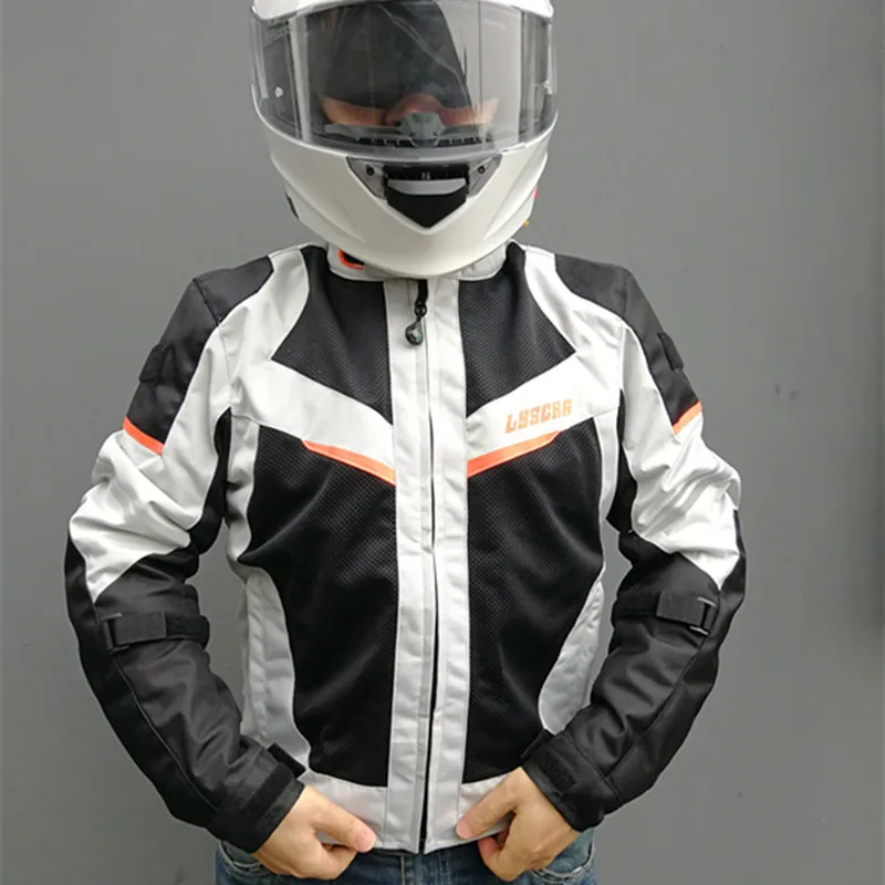 

LYSCHY Waterproof Motorcycle Jacket Spring Summer Mesh Breathable Racing Jacket Men's Motorcycle UV Protection Jacket Cloth Men