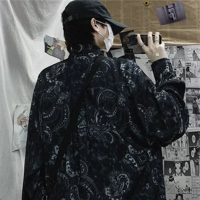 Мужская рубашка в стиле ретро демисезонная с длинным рукавом порта для темного