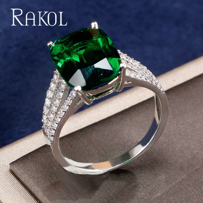 RAKOL роскошное классическое кольцо в форме кубоида для невесты с кубическим