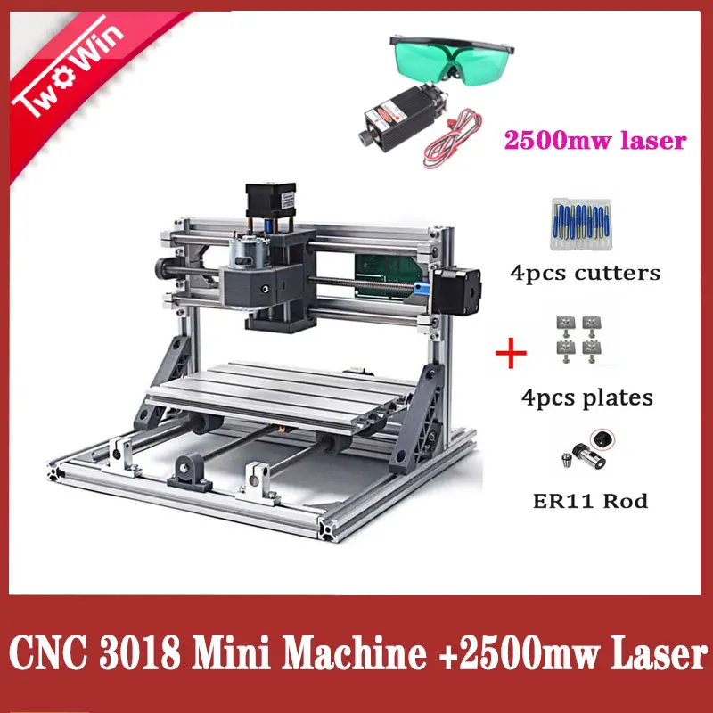 with 2500mw Laser CNC3018 withER11, diy мини ЧПУ гравировальный станок, лазерная гравировка, Pcb ПВХ фрезерный станок, деревообрабатывающий станок, cnc 3018, лучшие передовые игрушки - Цвет: with 2500mw Laser