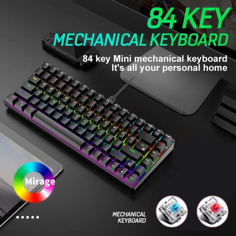 

C-type 84 key rf-84 RGB technology mechanical keyboard for computers, desktops, computers and windows