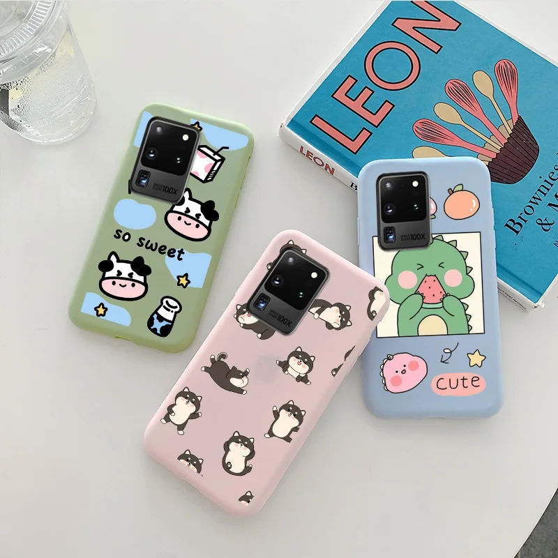 

For Samsung Galaxy S20 Ultra 5G Case Soft TPU Cartoon Colorful Cute Animal Pattern Shockproof Matte Phone Protection Cover