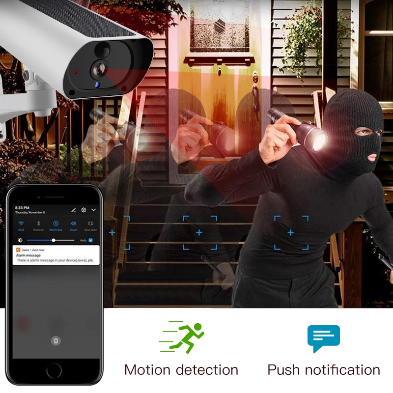 На солнечных батареях 1080P HD WiFi ip-камера Водонепроницаемая Зарядка батарея Камера