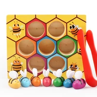 wooden little bee toy beehive game childrens educational clip clip music early education puzzle color cognitive clip