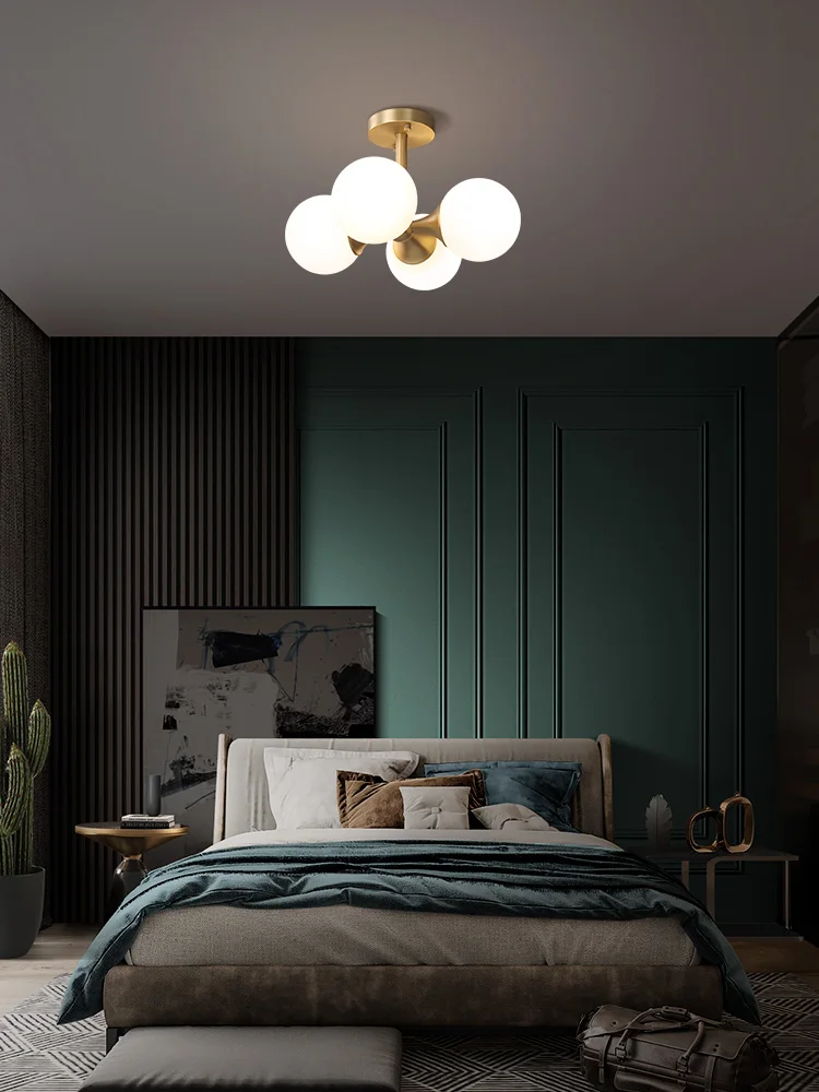 

Современный простой светодиодный скандинавский медный светильник, освещение для спальни, столовой, балкона, гостиной, подвесной светильни...