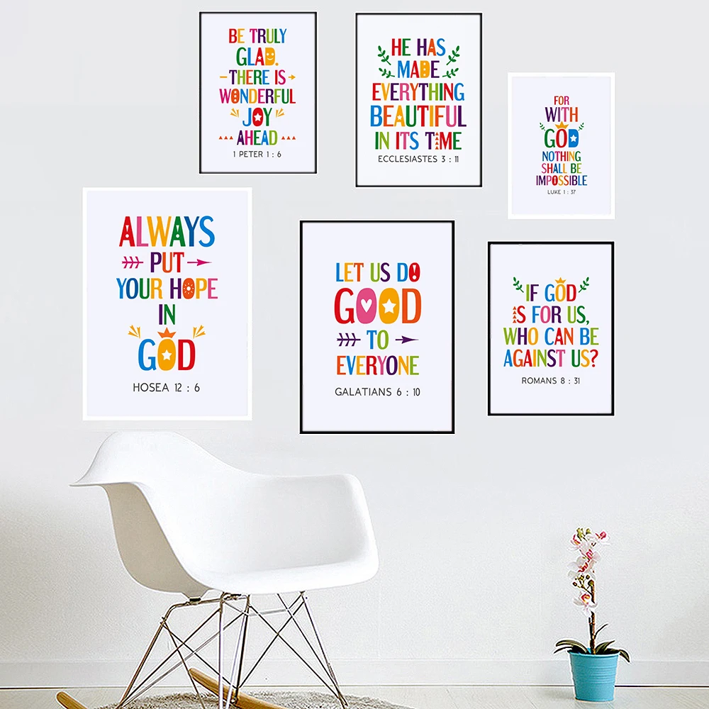 

Скандинавский цвет, мультяшная фотография, Картина на холсте, настенное искусство, домашний декор, христианское воскресенье, Современное у...