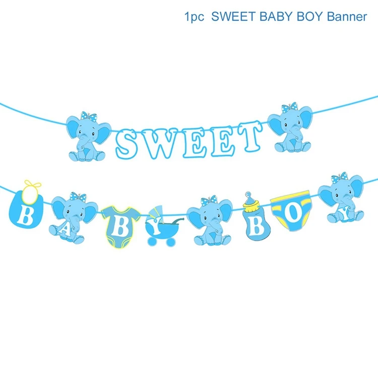 Blue Banner 1pc Воздушные шары в виде слона, украшения для девочек и мальчиков, детские украшения для дня рождения, крещения, крещения - Цвет: Blue Banner 1pc