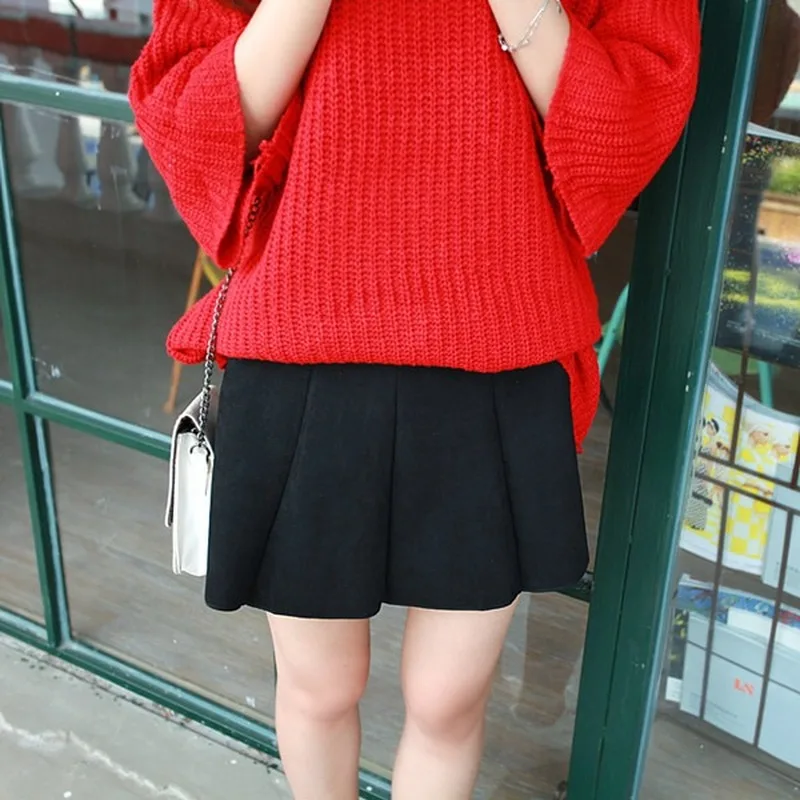 Женская плиссированная мини-юбка замшевая Однотонная юбка с высокой талией