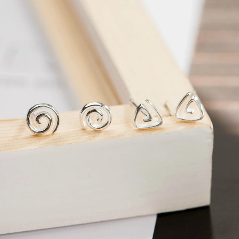 

Silver Color Circle Triangle Stud Earring Small Geometry Earrings for Women Kids Girls Fashion Jewelry Gifts