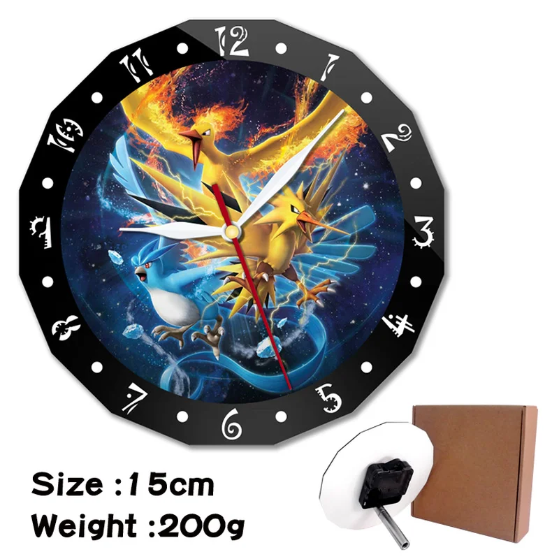 

Pokemon alarm clock wall clock cartoon creative wall clock Articuno Moltres Zapdos wall decorations living room wall ornament