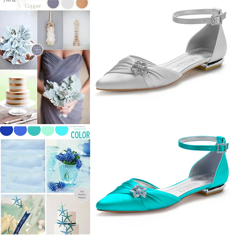 Новинка 2021 атласные женские туфли свадебные на плоской подошве с ремешком