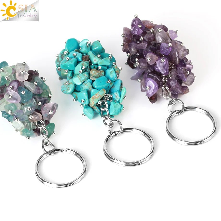 CSJA натуральный черный рок кристалл брелок с кристаллом камень оригинальные