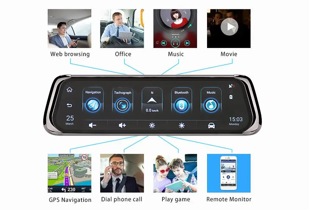 4G 1" HD 1080P зеркало заднего вида Автомобильный видеорегистратор gps навигатор wifi ADAS Dash Cam двойной объектив видеорегистратор с ночным видением Авто регистратор камера