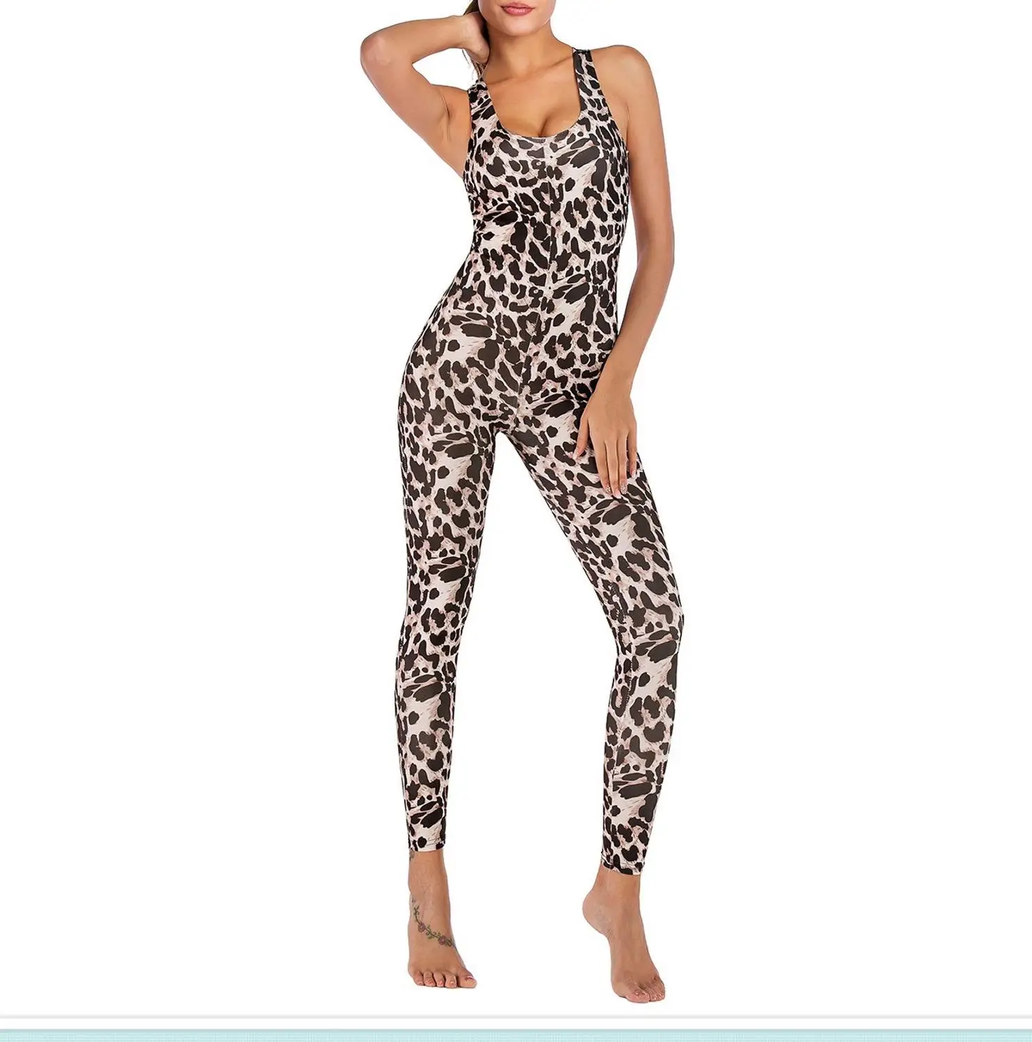 

Women's Fashion Leopard Jumpsuit Sports Fitness Jumpsuit