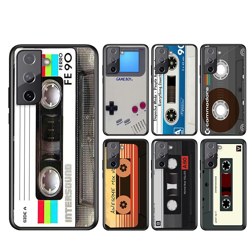 

Vintage Cassette tape retro style For Samsung Galaxy S21 S20 FE Ultra Lite S10 5G S10E S9 S8 S7 S6 Edge Plus Black Phone Case