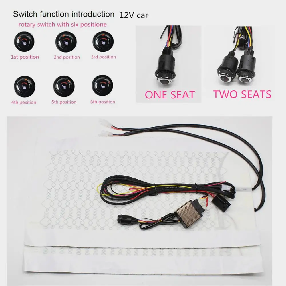 

Seats heated in car Carbon Fiber Heated Seat pad+ 6position rotary switch button set interior Seats cover Accessoires warm