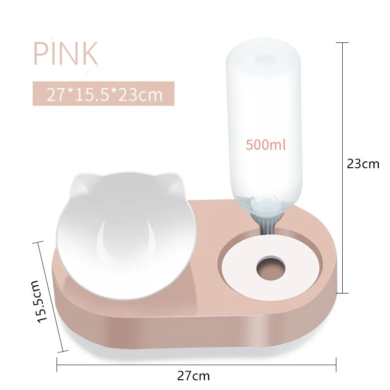 

2-in-1 Pet Cat Bowl Water Dispenser Automatic Water Storage Pet Dog Cat Food Bowl Food Container with Waterer Pet Waterer Feeder