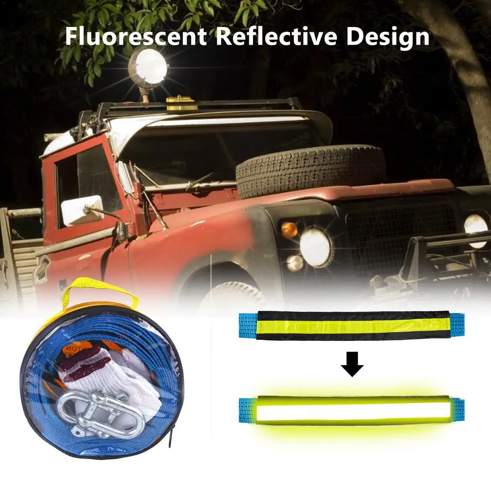 

Car Tow Strap Racing Auto Winch Rope Nylon 4M 8 Tons Recovery Towing Cable Strap Belt Heavy Duty Off Road Accessories Metal Hook