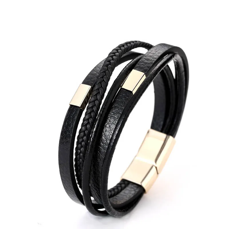 Новый многослойный кожаный браслет для мужчин и мальчиков очаровательный
