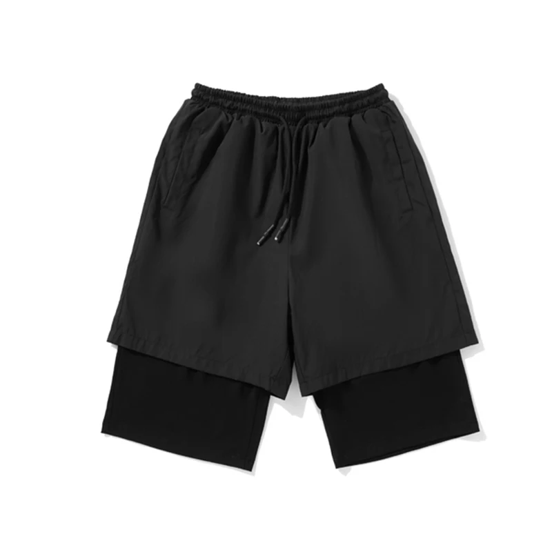 

Five Point Beach Sports loose stitching fake pants men's ins shorts men's summer leisure two pieces of Korean work clothes