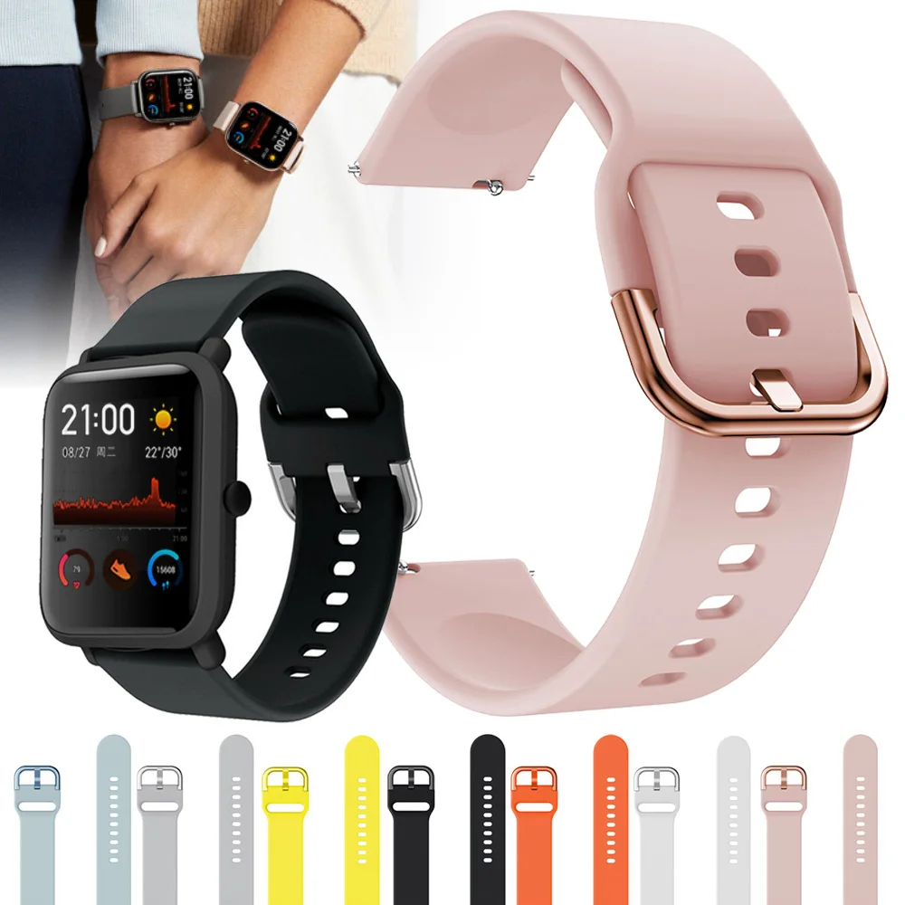 

Ремешок спортивный мягкий силиконовый для Xiaomi Huami Amazfit GTS Bip Pace Lite, сменный резиновый браслет для умных часов, 20 мм