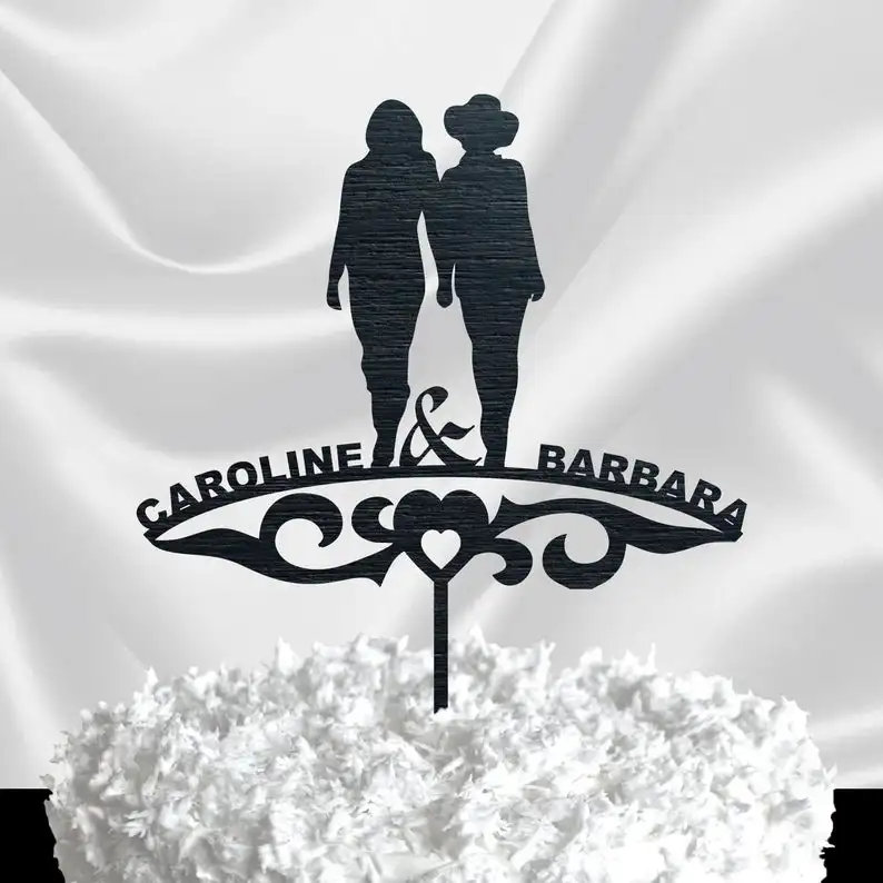 Золотистый Блестящий Свадебный торт Топпер для пары Лесбийский свадьбы · тот же