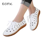 Женские мокасины EOFK, из натуральной кожи, на шнуровке, белые летние кроссовки ручной работы