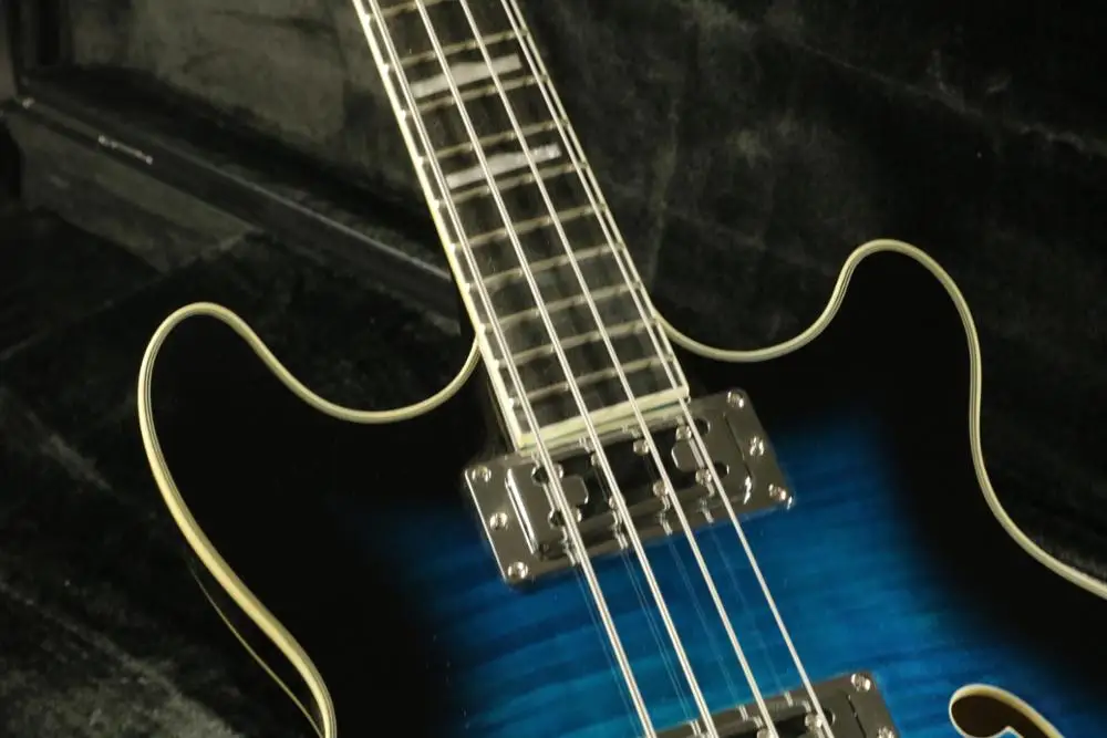 Качественный полый корпус 4 струны электрогитары Гитара пламенный клен верхний