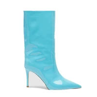 sexy ladies winter short boots pointed toe super high heel 9 cm and leg boots fashion nightclub blue green naked boots 34 43