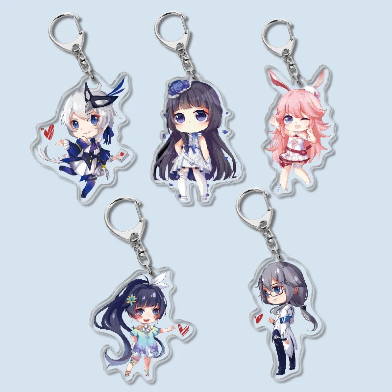 

Anime Honkai Impact 3 Keychain Game Cosplay Kiana & Yae Sakura Kaslana Fairy of the Spring Keyring Acrylic Figure Key Chain Gift