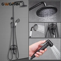 bathroom rainfall shower set bathtub faucets shower mixer tap black bronze waterfall hot and cold water wall mounted mixer tap